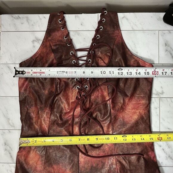 New Fashion Nova Womens Ready For Love Wash Faux Leather Romper Sz Large - Picture 8 of 14